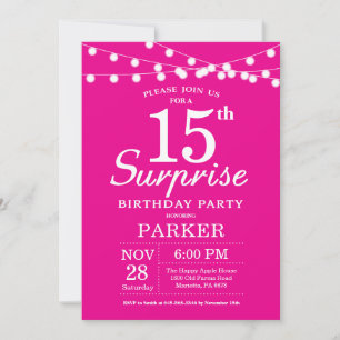 Convite de Aniversário de 15 anos Surpresa Rosa Qu