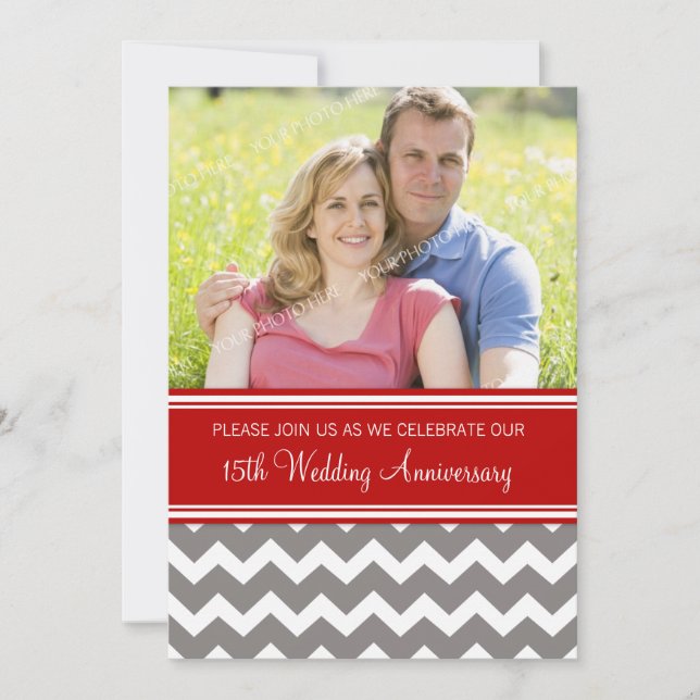 Convite de aniversário de 15 anos vermelho cinza f (Frente)