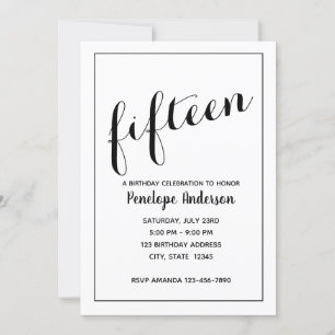 Convite de aniversário de 15 minimalista