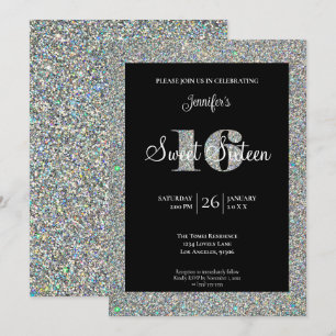 Convite de Aniversário de 16 Anos Brilhante Glitte