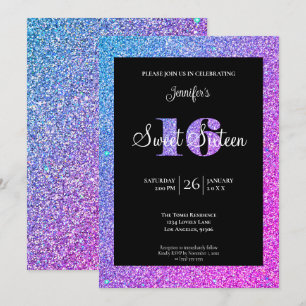 Convite de Aniversário de 16 Anos Brilhante Glitte