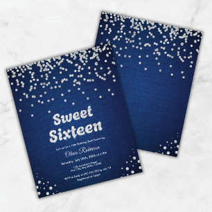 Convite de Aniversário de 16 Anos Budget Denim Swe