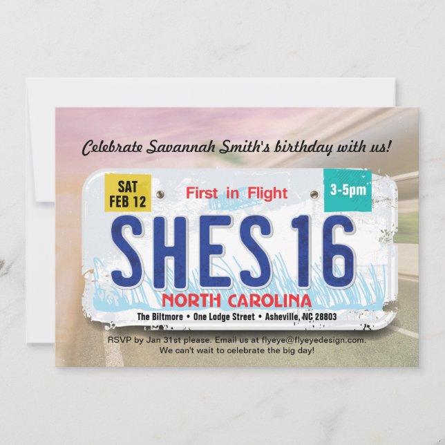 Convite de Aniversário de 16 Anos com Licença da C (Frente)