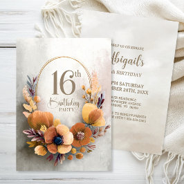 Convite de Aniversário de 16 Anos com Tema Floral 