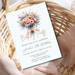Convite de Aniversário de 16 Anos Floral Elegante