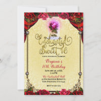 Convite de Aniversário de 16 Anos Rose Vermelho Am