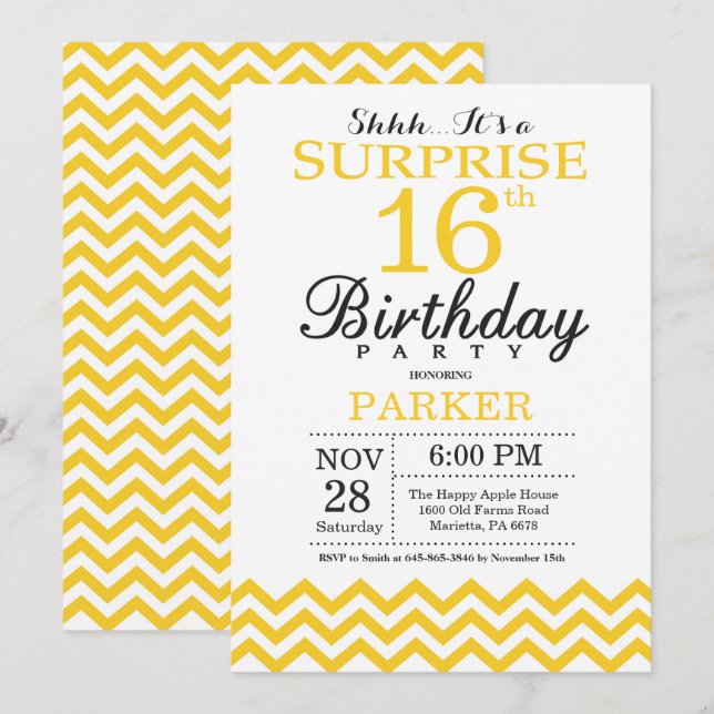 Convite de Aniversário de 16 anos Surpresa com Che (Frente/Verso)