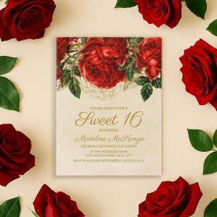 Convite de Aniversário de 16 Anos Tan Elegante Ros