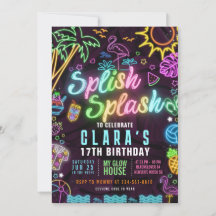 Convite de Aniversário de 17 Anos Splish Splash Ed