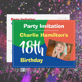 Convite de Aniversário de 18 Anos com Postcard de