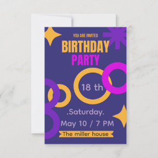 Convite de Aniversário de 18 Anos Neon Geométrico