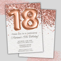 Convite de Aniversário de 18 Anos Rose Gold