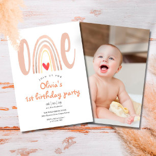 Convite de Aniversário de 1 Ano Aquarela Boho Arco