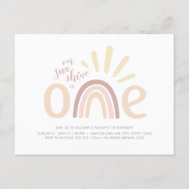 Convite de Aniversário de 1 Ano Boho Arco-Íris e S