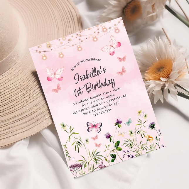 Convite de Aniversário de 1 Ano Boho Flor Silvestr (Criador carregado)