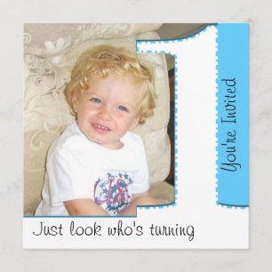 Convite de Aniversário de 1 Ano Boy Look Who's Tur
