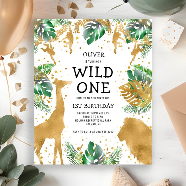 Convite de Aniversário de 1 ano Budget Wild One Sa (Criador carregado)