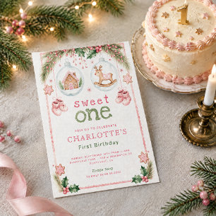 Convite de Aniversário de 1 ano Christmas Sweet On