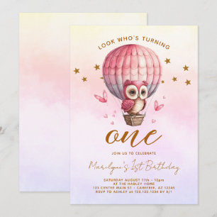 Convite de Aniversário de 1 ano da Coruja Arco-íri