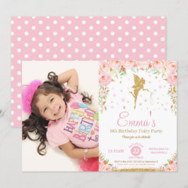 Convite de Aniversário de 1 Ano da Fada Floral Ros