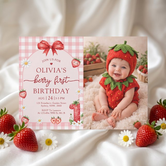 Convite de Aniversário de 1 Ano da Menina Bow Berr (Criador carregado)