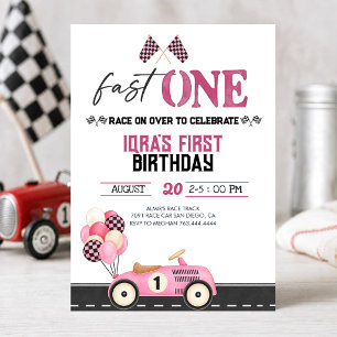 Convite de Aniversário de 1 Ano da Menina Fast One