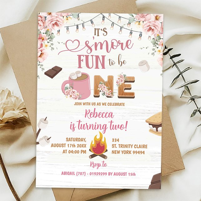 Convite de Aniversário de 1 ano da Menina Pink S'm (Criador carregado)