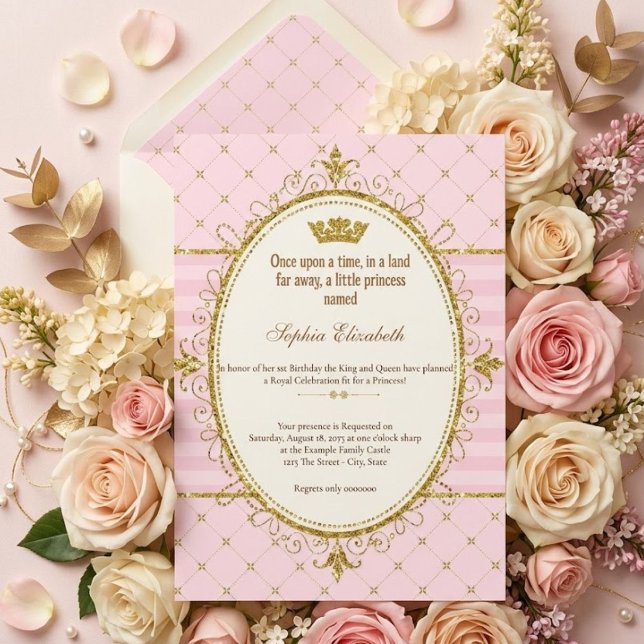 Convite de Aniversário de 1 Ano da Princesa Era Um (Criador carregado)