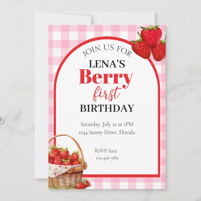 Convite de Aniversário de 1 ano de Berry com Moran (Frente)