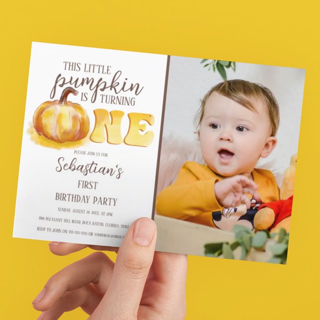 Convite de Aniversário de 1 Ano Desta Pequena Abób (Criador carregado)