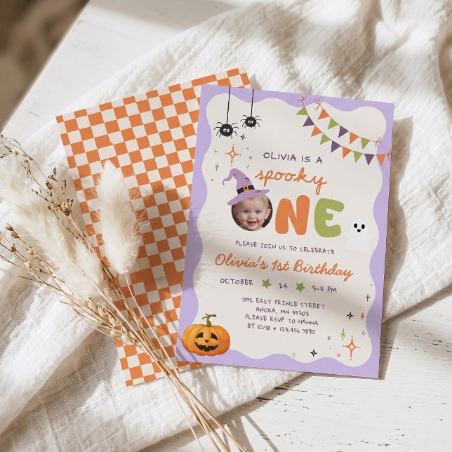 Convite de Aniversário de 1 Ano Divertido de Boo-D (Criador carregado)
