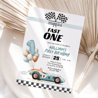 Convite de Aniversário de 1 Ano do Carro de Corrid