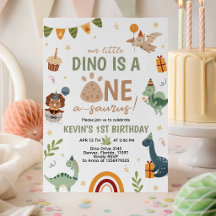 Convite de Aniversário de 1 ano do Dino ONE-a-saur