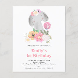 Convite de Aniversário de 1 ano do Elefante de Orç