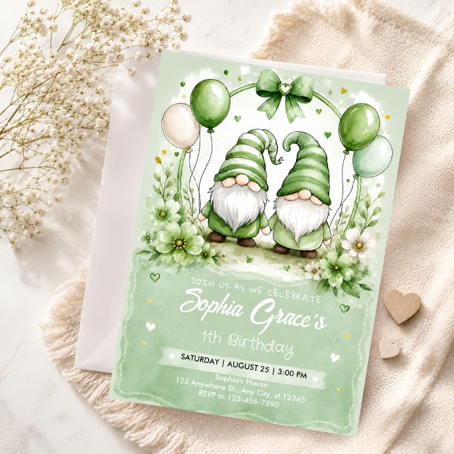 Convite de Aniversário de 1 ano do Gnome Verde (Criador carregado)