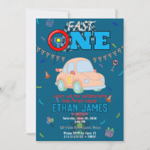 Convite de Aniversário de 1 Ano do Menino com Carr