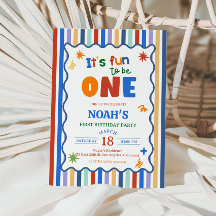 Convite de Aniversário de 1 Ano do Menino Divertid