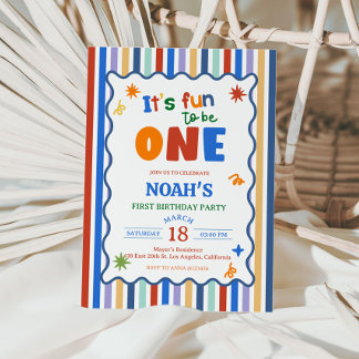 Convite de Aniversário de 1 Ano do Menino Divertid