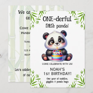 Convite de Aniversário de 1 Ano do Panda ONE-derfu