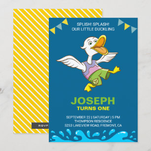 Convite de Aniversário de 1 Ano do Patinho Fofinho