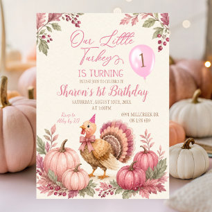 Convite de Aniversário de 1 Ano do Peru Rosa
