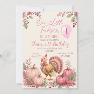 Convite de Aniversário de 1 Ano do Peru Rosa