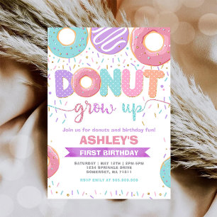 Convite de Aniversário de 1 Ano Donut Grow Up Firs