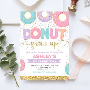 Convite de Aniversário de 1 Ano Donut Grow Up Firs