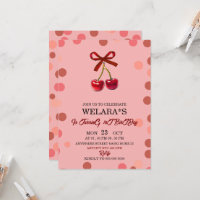 Convite de Aniversário de 1 Ano Editable Cherry T