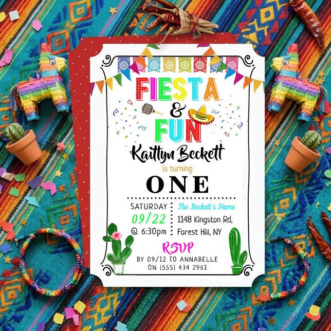 Convite de Aniversário de 1 Ano - Festa Mexicana & (Criador carregado)
