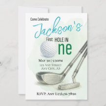 Convite de Aniversário de 1 Ano 'First Hole in One