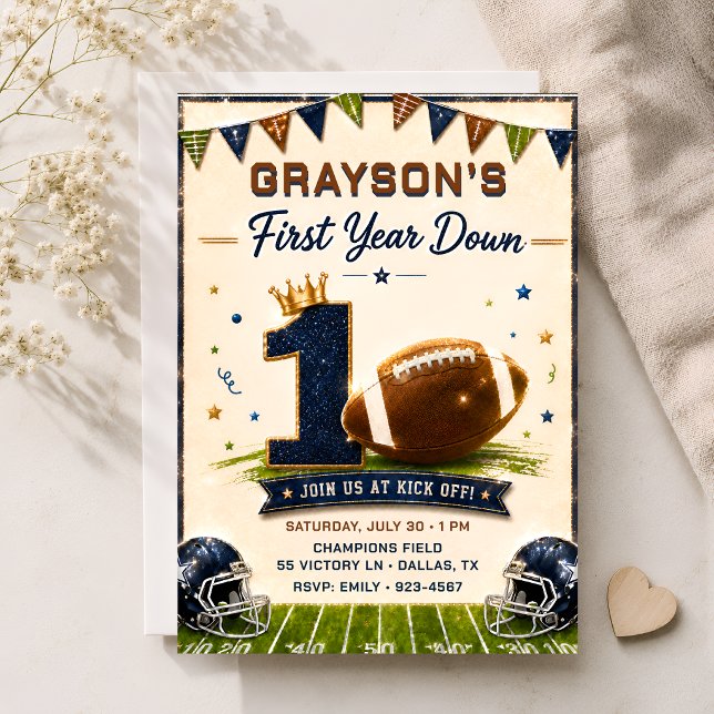 Convite de Aniversário de 1 Ano First Year Down (Criador carregado)