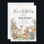 Convite de Aniversário de 1 Ano Forest Friends Wil<br><div class="desc">Celebre seu pequeno selvagem com este encantador convite de aniversário de 1 ano da floresta de madeira. Animais adoráveis da floresta, cogumelos caprichosos e folhagens verdejantes em aquarela criam uma cena mágica ao ar livre perfeita para meninos ou meninas. Tons terrosos suaves e detalhes rústicos trazem um charme de livro...</div>