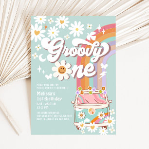 Convite de Aniversário de 1 Ano Groovy ONE Hippie 
